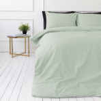 Premium satiinipussilakanasetti „Eucalyptus“. Pussilakanasetti 150x210, 100x140 cm, 140x200 cm, 150x210 cm, 160x200 cm, 180x200 cm, 200x200 cm, 200x220 cm, 230x220 cm. Luonnollisen vihreä moderni ja yksinkertainen vuodevaatesetti