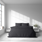Premium satiinipussilakanasetti „Graphite Satin“. Satiinipussilakanasetti, 140x200 cm, 200x200 cm, 200x220 cm. Hienostunut design-vuodevaatesetti syvässä harmaassa sävyssä.
