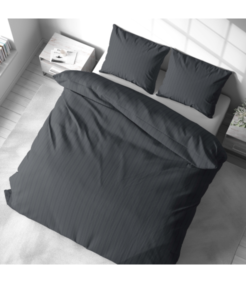 Premium satiinipussilakanasetti „Graphite Stripe Satin“. Satiinipussilakanasetti