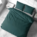 Premium satiinipussilakanasetti „Green Satin“. Satiinipussilakanasetti, 140x200 cm, 200x200 cm, 200x220 cm. Klassinen puuvillainen vuodevaatesetti syvässä vihreässä värissä.