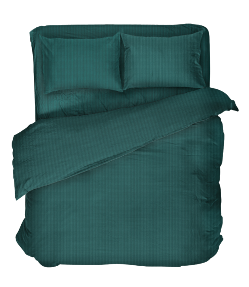 Premium satiinipussilakanasetti „Green Stripe Satin“. Satiinipussilakanasetti