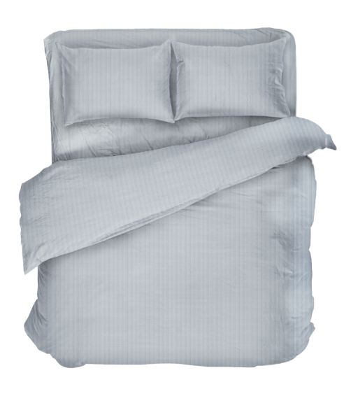 Premium satiinipussilakanasetti „Light Gray Stripe Satin“. Satiinipussilakanasetti