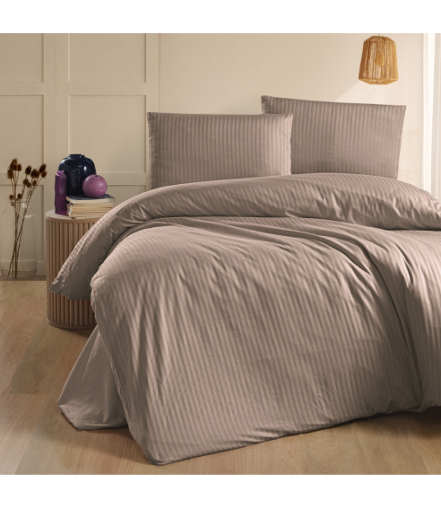 Premium satiinipussilakanasetti „Mink Stripe“. Satiinipussilakanasetti