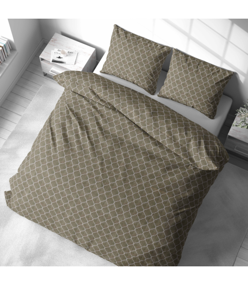 Premium satiinipussilakanasetti „Morocco forest grey“. Satiinipussilakanasetti