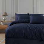 Premium satiinipussilakanasetti „Navy Blue“. Satiinipussilakanasetti, 140x200 cm, 200x200 cm, 200x220 cm