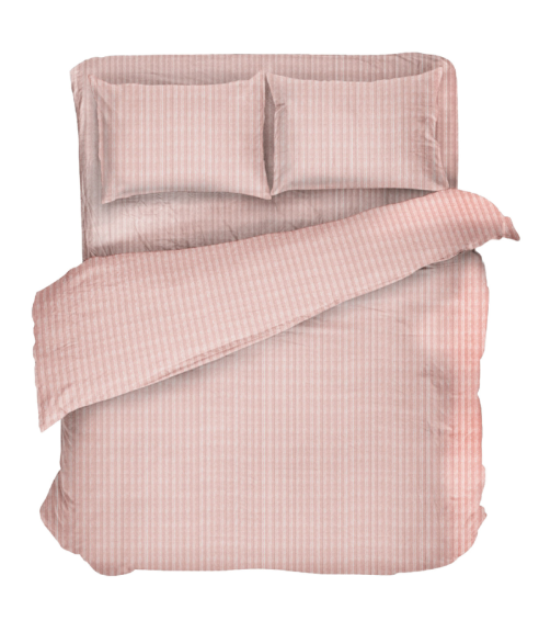 Premium satiinipussilakanasetti „Peachy Stripe Satin“. Satiinipussilakanasetti