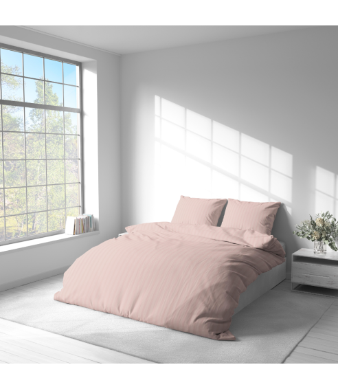 Premium satiinipussilakanasetti „Peachy Stripe Satin“. Satiinipussilakanasetti