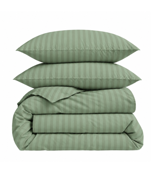 Premium satiinipussilakanasetti „Pistachio Stripe Sateen“. Satiinipussilakanasetti