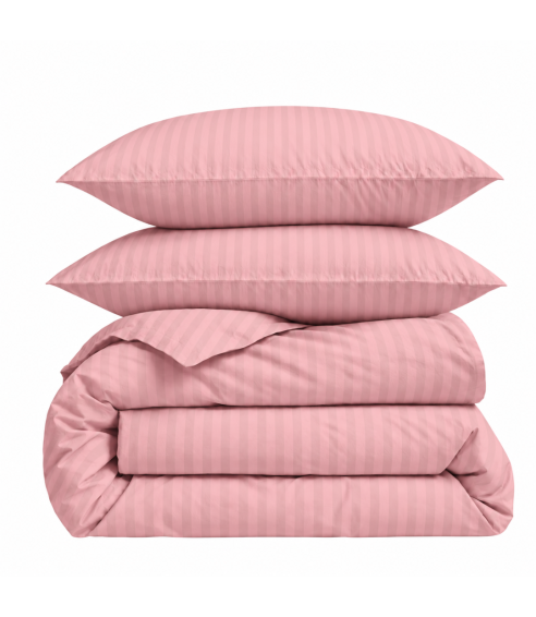 Premium satiinipussilakanasetti „Seashell Pink Stripe Sateen“. Satiinipussilakanasetti