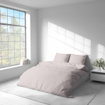 Premium satiinipussilakanasetti „Seashell Pink Stripe Satin“. Pussilakanasetti 150x210, 140x200 cm, 150x210 cm, 160x200 cm, 180x200 cm, 200x200 cm, 200x220 cm. Pehmeä korallinvaaleanpunainen satiininen pussilakanasetti