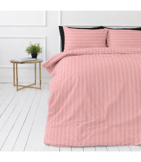 Premium satiinipussilakanasetti „Seashell Pink Stripe Sateen“. Satiinipussilakanasetti