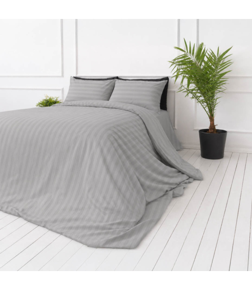 Premium satiinipussilakanasetti „Silver Stripe Sateen“. Satiinipussilakanasetti
