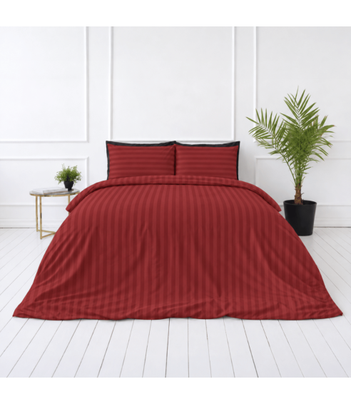 Premium satiinipussilakanasetti „Sun-dried Tomato Stripe Sateen“. Satiinipussilakanasetti