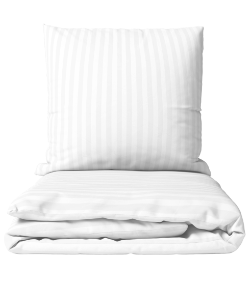 Premium satiinipussilakanasetti „White Stripe Sateen“. Satiinipussilakanasetti