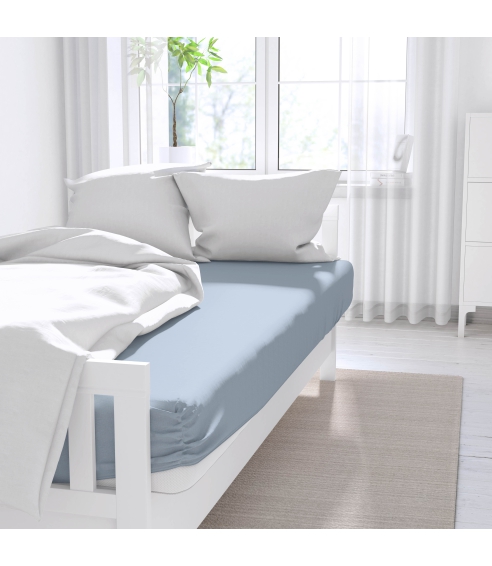 Satininė paklodė be gumos „Light blue“. Lakana ilman kuminauhaa