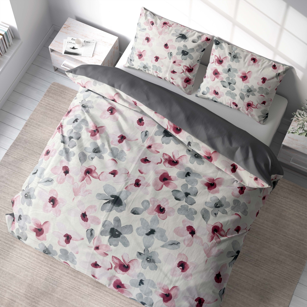 Premium satiinipussilakanasetti „Floral“. Satiinipussilakanasetti, 140x200 cm, 160x200 cm, 200x200 cm, 200x220 cm