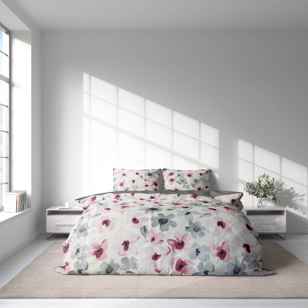 Premium satiinipussilakanasetti „Floral“. Satiinipussilakanasetti, 140x200 cm, 160x200 cm, 200x200 cm, 200x220 cm