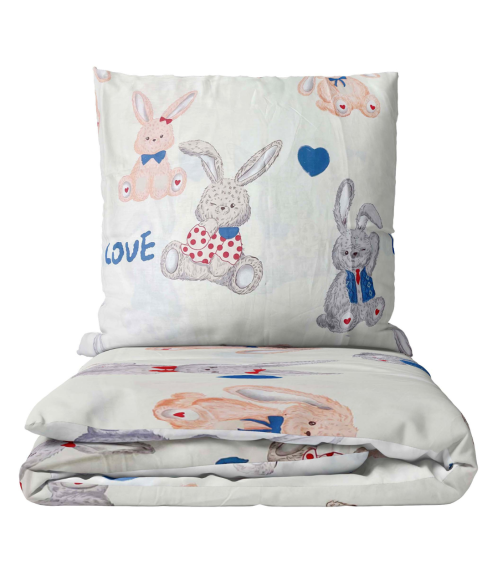 Premium satiinipussilakanasetti „Hare“. Satiinipussilakanasetti