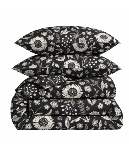Premium satiinipussilakanasetti „Night Flowers“. Satiinipussilakanasetti