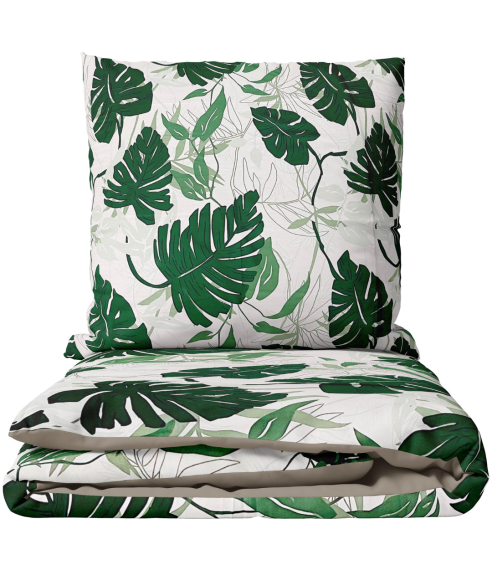 Premium satiinipussilakanasetti „Urban Jungle“. Satiinipussilakanasetti