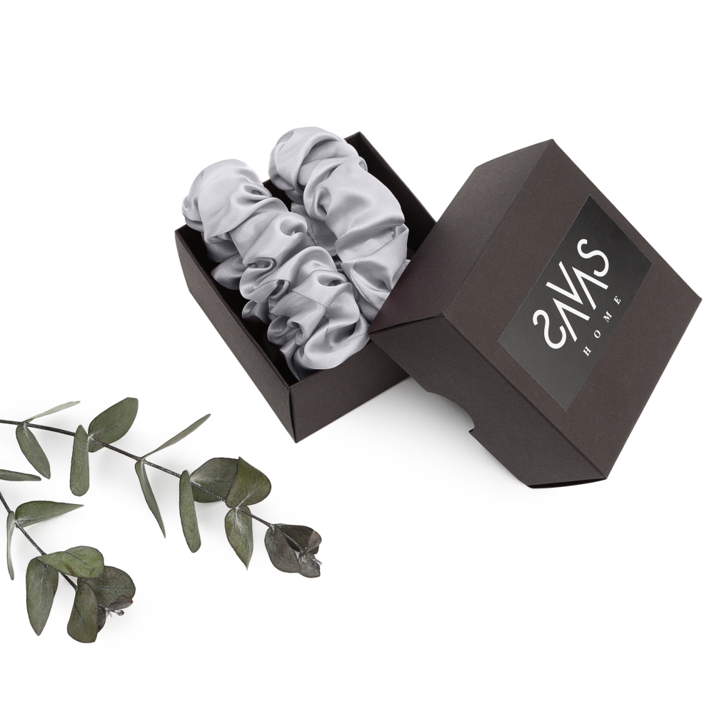 Silkki scrunchie „Platinum“. Hiuslenkit