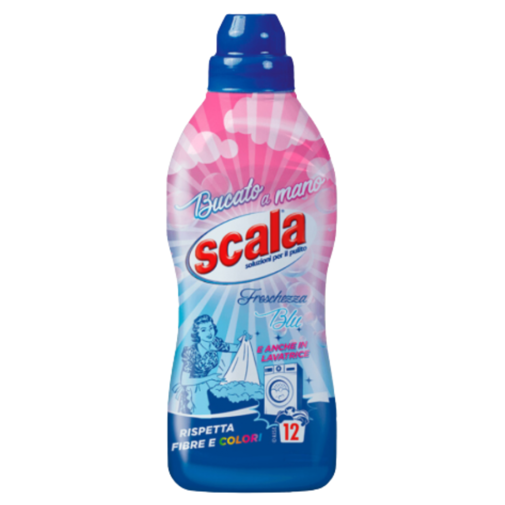 Nestemäinen pyykinpesuaine  „Scala delicate liquid laundry detergent“. Puhdistusaineet. Scala nestemäinen pesuaine herkille tekstiileille pehmeän villapaidan vieressä