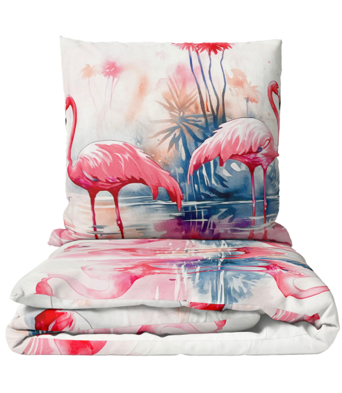 Lasten pussilakanasetti „Flamingo Paradise“. Lasten pussilakanasetti