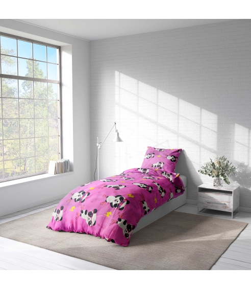 Lasten pussilakanasetti „Panda Pink“. Lasten pussilakanasetti