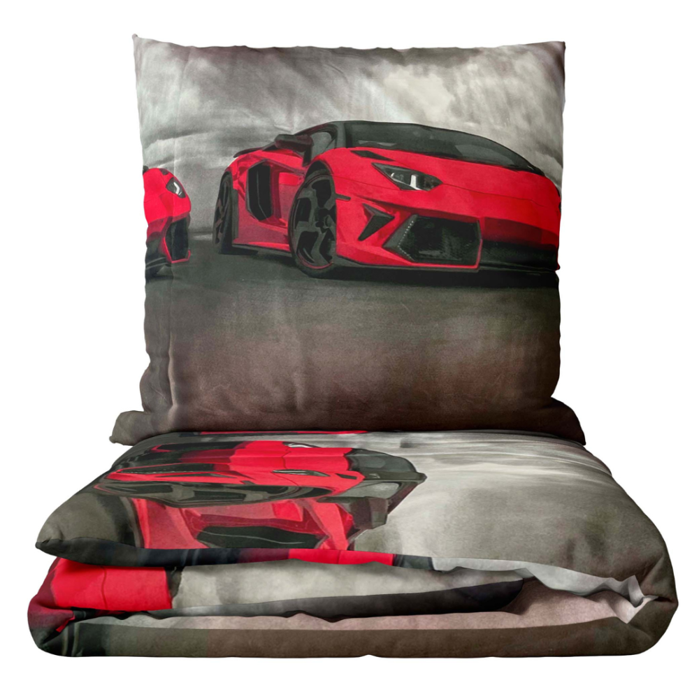 Lasten pussilakanasetti „Sports Cars“. Lasten pussilakanasetti, 140x200 cm