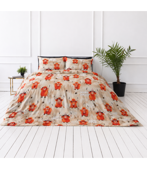 Lasten pussilakanasetti „Safari Bulls”. Puuvilla pussilakanasetti