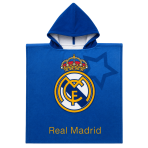 Lasten poncho „Real Madrid“. Kylpyhuone. Pehmeä puuvillainen lasten poncho ”real madrid” -emblemillä. Lasten poncho „Real Madrid“. Kylpyhuone. Pehmeä puuvillainen lasten poncho ”real madrid” -emblemillä.