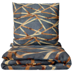 Pussilakanasetti „Zafirion“. Harmaa pussilakanasetti, 140x200 cm, 150x210 cm, 160x200 cm. Tummanharmaa pussilakanasetti kultaisella viivakuviolla.