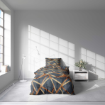 Pussilakanasetti „Zafirion“. Harmaa pussilakanasetti, 140x200 cm, 150x210 cm, 160x200 cm. Antrasiitin värinen pussilakanasetti abstraktilla viivakuviolla.