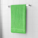 Kylpypyyhe „Green Economic Towel“. Pyyhkeet, 60x35 cm, 100x45 cm. Kirkkaan vihreä pyyhe minimalistisella raidalla alaosassa