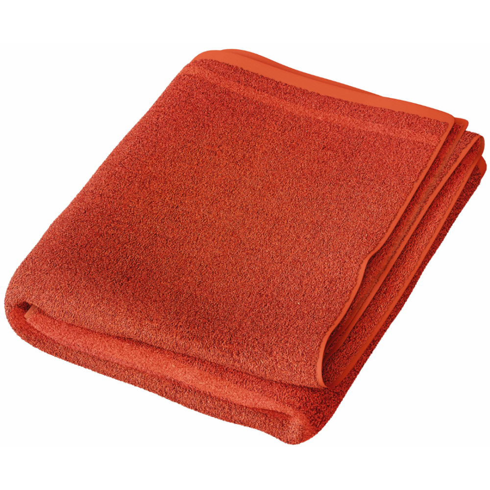 Kylpypyyhe „Orange Economic Towel“. Pyyhkeet, 60x35 cm, 100x45 cm. Oranssi pyyhe hienolla koristeraidalla alaosassa.