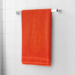 Kylpypyyhe „Orange Economic Towel“. Pyyhkeet, 60x35 cm, 100x45 cm. Oranssi pyyhe hienolla koristeraidalla alaosassa.