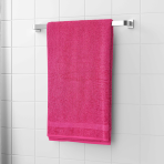 Kylpypyyhe „Raspberry Economic Towel“. Pyyhkeet, 60x35 cm, 100x45 cm. Vaaleanpunainen pyyhe hienolla saumalla alaosassa