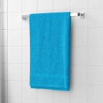Kylpypyyhe „Turquoise Economic Towel“. Pyyhkeet, 60x35 cm, 100x45 cm. Kirkkaan turkoosinsininen pyyhe kultaisella antiikin kreikkalaisella avainkuviolla