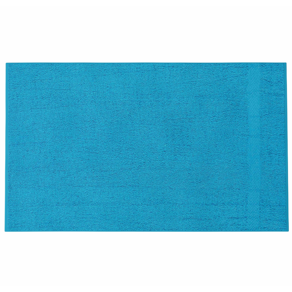 Kylpypyyhe „Turquoise Economic Towel“. Pyyhkeet, 60x35 cm, 100x45 cm. Kirkkaan turkoosinsininen pyyhe kultaisella antiikin kreikkalaisella avainkuviolla