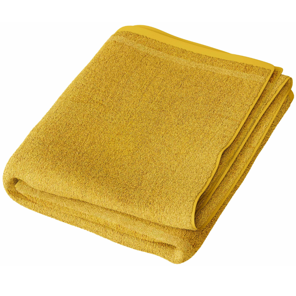 Kylpypyyhe „Yellow Economic Towel“. Pyyhkeet, 60x35 cm, 100x45 cm. Keltainen pyyhe ilman kuvioita yksivärisessä designissa