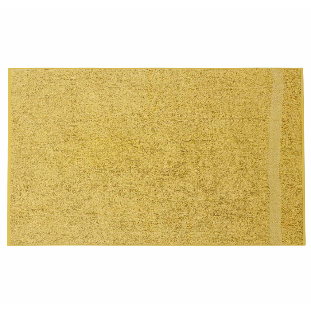 Kylpypyyhe „Yellow Economic Towel“. Pyyhkeet, 60x35 cm, 100x45 cm. Kirkkaan keltainen pyyhe minimalistisessa kylpyhuoneessa
